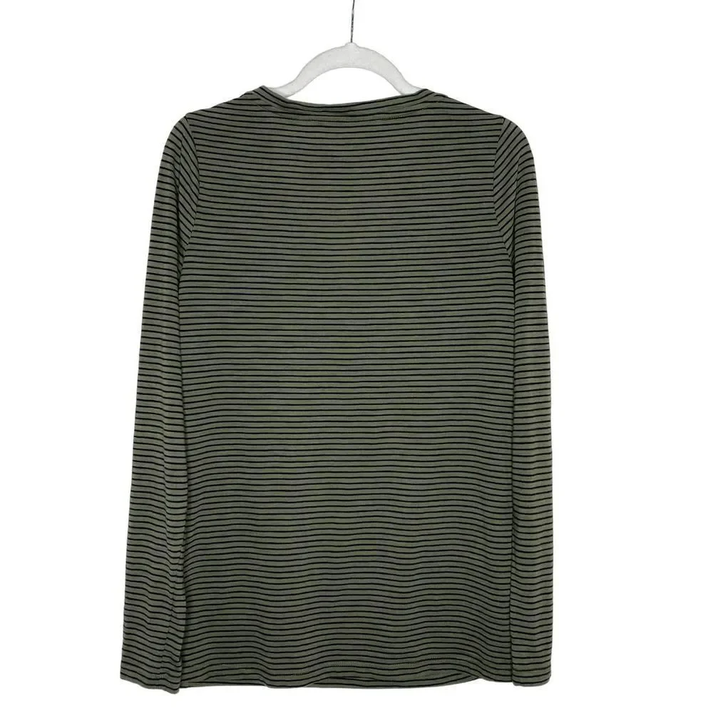 Mossimo Supply Co. Long Sleeve V-Neck Striped T-Shirt Green Black Size XL Tee - Picture 9 of 9